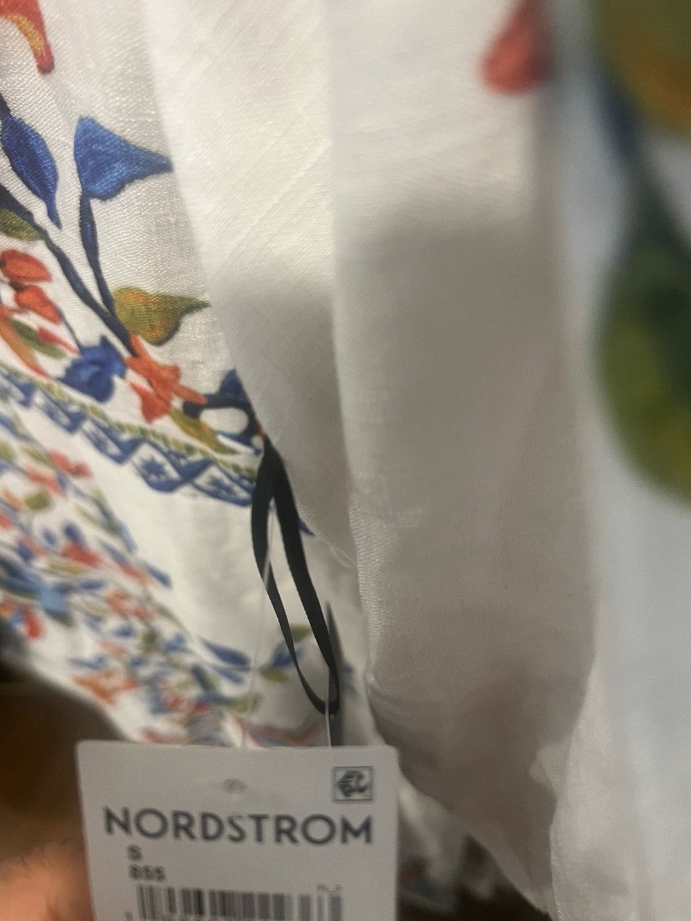 CeCe White Maxi Dress with Orange & Blue Floral Embroidery - Picture 5 of 5